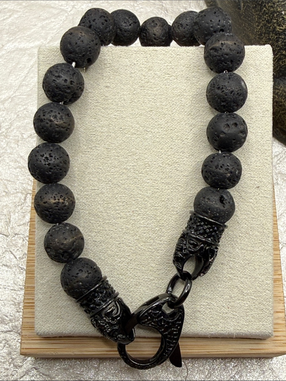Lava stone big bold chunky piece shiny metal gothic accents